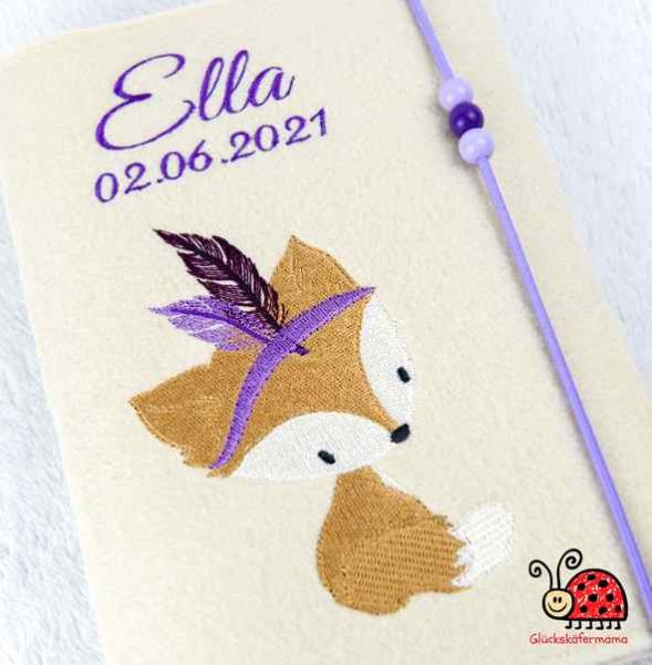 U-Heft-Hülle "Boho-Fuchs" - lila/violett